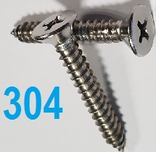 Countersunk Self Tapping Screws Phillips Head Grade 304 Stainless Steel